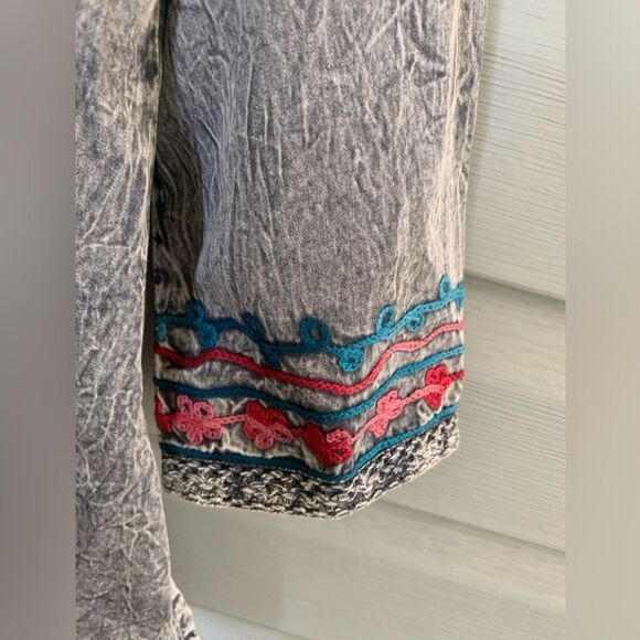 PARSLEY & SAGE embroidered tunic top blouse boho chic grey teal red sz S NWT - Picture 7 of 15